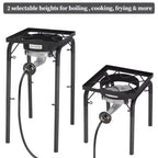 ROVSUN 200,000 BTU High Pressure Single Propane Burner, Portable Gas Stove Cooker with 2 Heights & Regulator for Outdoor Camp Cooking Frying Boiling