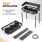 ROVSUN Réchaud à gaz portable 3 brûleurs avec pare-brise et sac, brûleur au propane extérieur 225 000 BTU avec régulateur, réchaud de camping pour la cuisine et le brassage domestique