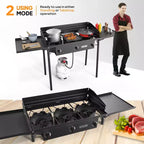 ROVSUN 3 Burner Portable Gas Stove with Side Shelves & Bag, 225000 BTU Outdoor Propane Burner with Regulator, Camping Cooker for Cooking Home Brewing