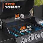ROVSUN Barbecue à gaz propane 4 brûleurs avec brûleur latéral, barbecues avec grilles en fonte émaillée et armoire pour jardin, terrasse, arrière-cour