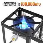 ROVSUN 100,000 BTU Portable Propane Gas Stove with Foldable Side Rack, Single Burner Stove for Outdoor Backyard Cooking, Camping, Frying Boiling