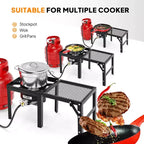 ROVSUN 100,000 BTU Portable Propane Gas Stove with Foldable Side Rack, Single Burner Stove for Outdoor Backyard Cooking, Camping, Frying Boiling
