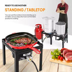 ROVSUN 100,000 BTU Portable Propane Gas Stove with Foldable Side Rack, Single Burner Stove for Outdoor Backyard Cooking, Camping, Frying Boiling