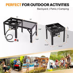 ROVSUN 100,000 BTU Portable Propane Gas Stove with Foldable Side Rack, Single Burner Stove for Outdoor Backyard Cooking, Camping, Frying Boiling