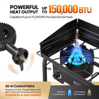 ROVSUN 2 Burner Portable Gas Stove with Carring Bag & Shelf, 150000BTU Outdoor Propane Burner with Regulator, Camping Cooker for Cooking Home Brewing