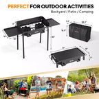 ROVSUN 2 Burner Portable Gas Stove with Carring Bag & Shelf, 150000BTU Outdoor Propane Burner with Regulator, Camping Cooker for Cooking Home Brewing