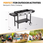 Cuisinière à gaz propane d'extérieur ROVSUN 3 brûleurs avec allumage, régulateur et tablette, réchaud puissant sur pied de 225 000 BTU pour la cuisine sur terrasse et le brassage à domicile