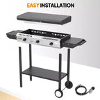 ROVSUN 3 Burner Outdoor Propane Gas Stove & Griddle Combo with Ignition, 225,000 BTU Powerful Stand Cooker for Backyard Patio Cooking Home Brewing