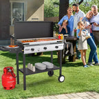 ROVSUN 3 Burner Outdoor Propane Gas Stove & Griddle Combo with Ignition, 225,000 BTU Powerful Stand Cooker for Backyard Patio Cooking Home Brewing