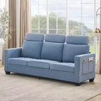 89Modern Comfy Sofa with Removable Headrests,Four Side Pockets, Chenille Fabric Upholstered ,for Living Room Bedroom Apartment Office