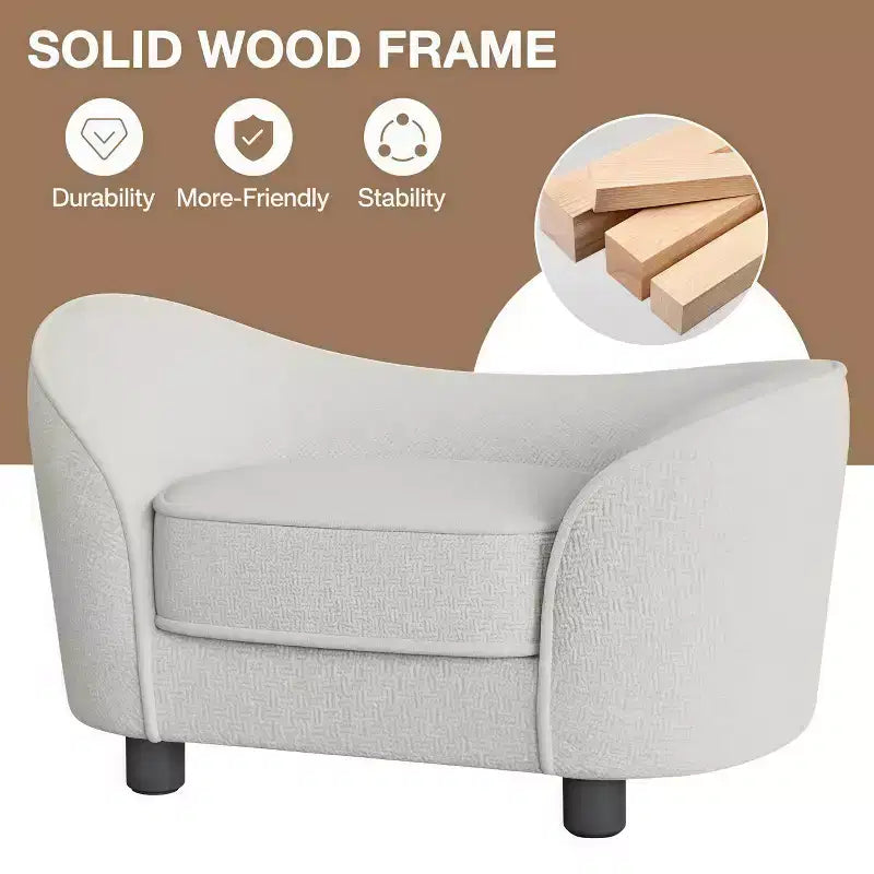 GustoWave Pet Sofa Bed, Chenille Sofa with Washable Cushions, Suitable for Cats and Dogs, Gray