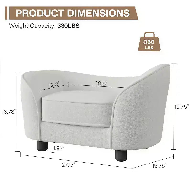 GustoWave Pet Sofa Bed, Chenille Sofa with Washable Cushions, Suitable for Cats and Dogs, Gray