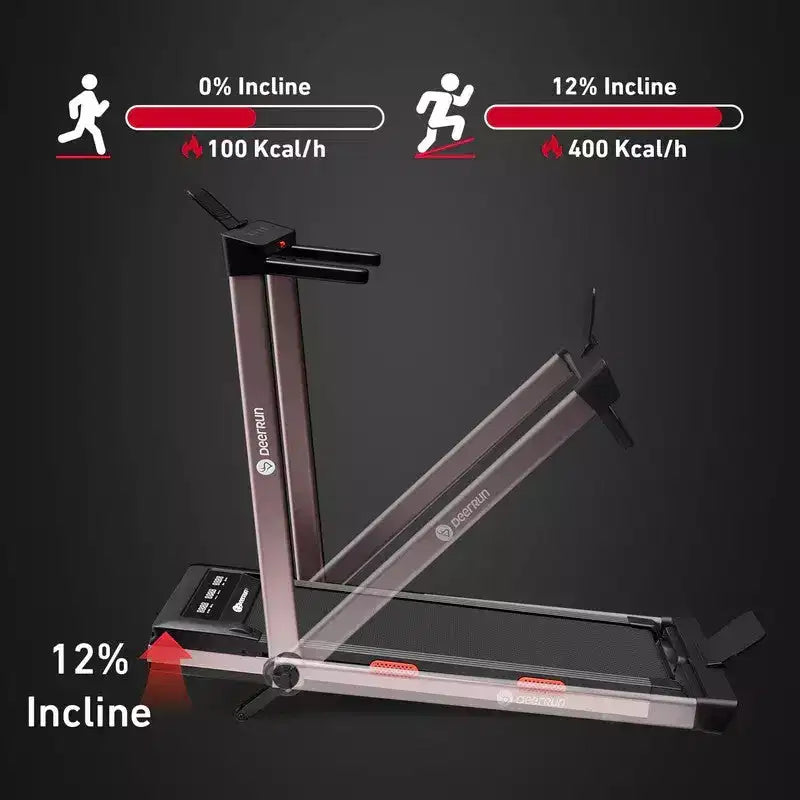 Tapis de Course Pliable 2 en 1 DeerRun Z10 Pro Muse avec Télécommande, Inclinaison Automatique 12%