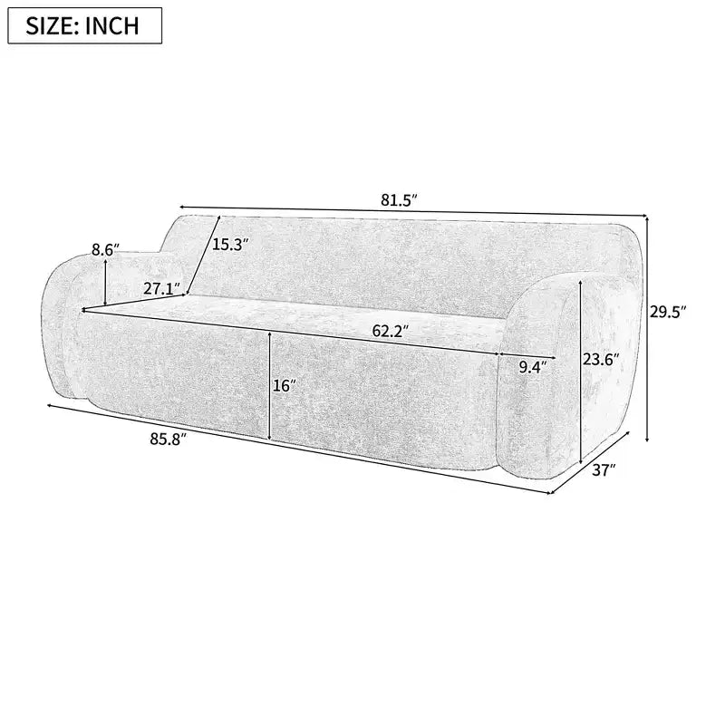 Clihome 81.5 Streamlined Minimalist Compression Sofa,Extra Large 3-Seater Casual Sofa