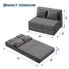 Canapé-lit convertible 76, canapé-chaise longue portable, futon convertible avec oreiller, tissu de lin moderne, pour salon (lit double)