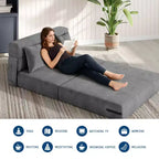 Canapé-lit convertible 76, canapé-chaise longue portable, futon convertible avec oreiller, tissu de lin moderne, pour salon (lit double)