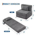 73 Convertible Folding Sofa Bed, Portable Lazy Floor Sofa Lounger, Convertible Futon Couch with Pillow, Modern Linen Fabric, for Living Room(Single)