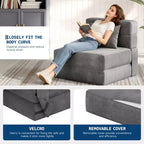 73 Convertible Folding Sofa Bed, Portable Lazy Floor Sofa Lounger, Convertible Futon Couch with Pillow, Modern Linen Fabric, for Living Room(Single)