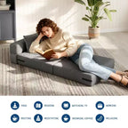 73 Convertible Folding Sofa Bed, Portable Lazy Floor Sofa Lounger, Convertible Futon Couch with Pillow, Modern Linen Fabric, for Living Room(Single)
