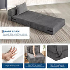 73 Convertible Folding Sofa Bed, Portable Lazy Floor Sofa Lounger, Convertible Futon Couch with Pillow, Modern Linen Fabric, for Living Room(Single)