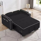 Canapé convertible 3-en-1 en velours, lit escamotable, canapé-futon moderne en velours convertible, dossier réglable et oreillers, noir