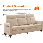 89 Inch Chenille Fabric Upholstered Sofa, Comfy Couch Sofa, Deep Seat Couches, Side Storage Pockets, for Living Room, Bedroom