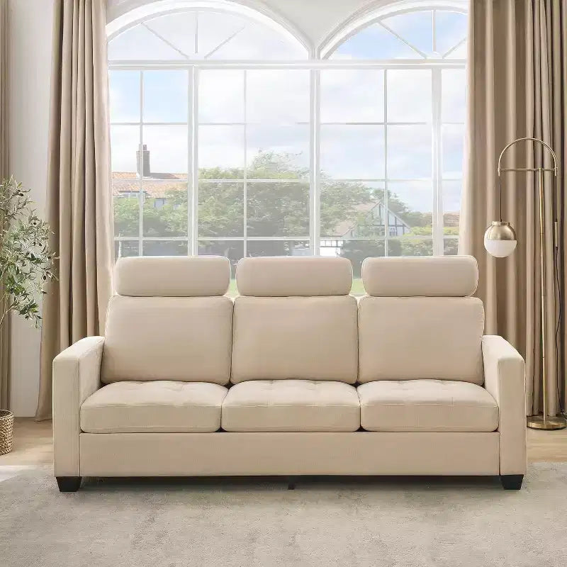 89 Inch Chenille Fabric Upholstered Sofa, Comfy Couch Sofa, Deep Seat Couches, Side Storage Pockets, for Living Room, Bedroom