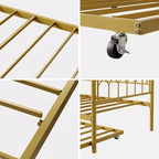 Twin Size Daybed with Trundle, Metal Twin Size Day Bed, Sofa Beds Frame with Pull Out Bed, No Box Spring Needed, for Living Room, Bedroom