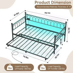 Twin Size Daybed with Trundle, Metal Twin Size Day Bed, Sofa Beds Frame with Pull Out Bed, No Box Spring Needed, for Living Room, Bedroom