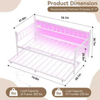 Twin Size Daybed with Trundle, Metal Twin Size Day Bed, Sofa Beds Frame with Pull Out Bed, No Box Spring Needed, for Living Room, Bedroom