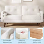 65 Inch Modern Loveseat Sofa, Linen Upholstered 2 Seater Couch, Button Tufted Upholstered Furniture, Mid Century Decor Love Seat Couches