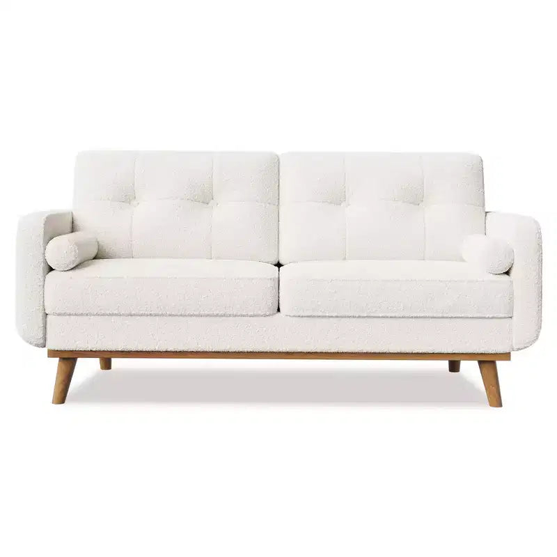 65 Inch Modern Loveseat Sofa, Linen Upholstered 2 Seater Couch, Button Tufted Upholstered Furniture, Mid Century Decor Love Seat Couches