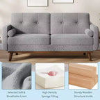 65 Inch Modern Loveseat Sofa, Linen Upholstered 2 Seater Couch, Button Tufted Upholstered Furniture, Mid Century Decor Love Seat Couches