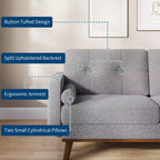 65 Inch Modern Loveseat Sofa, Linen Upholstered 2 Seater Couch, Button Tufted Upholstered Furniture, Mid Century Decor Love Seat Couches