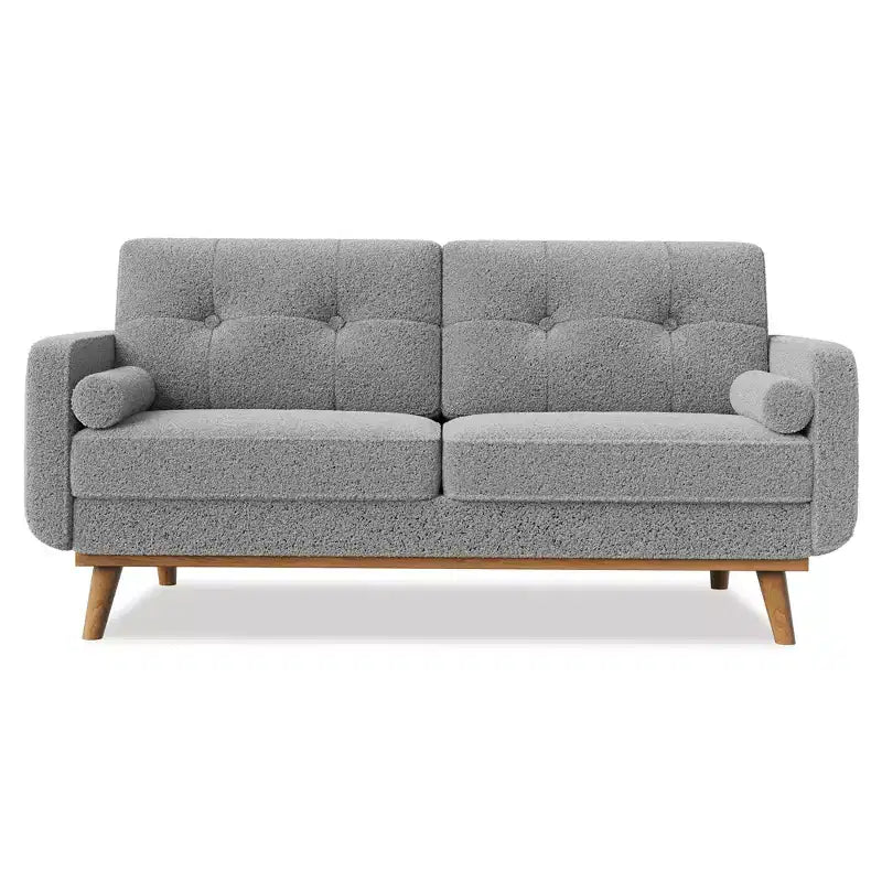 65 Inch Modern Loveseat Sofa, Linen Upholstered 2 Seater Couch, Button Tufted Upholstered Furniture, Mid Century Decor Love Seat Couches