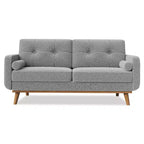 65 Inch Modern Loveseat Sofa, Linen Upholstered 2 Seater Couch, Button Tufted Upholstered Furniture, Mid Century Decor Love Seat Couches