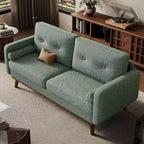 65 Inch Modern Loveseat Sofa, Linen Upholstered 2 Seater Couch, Button Tufted Upholstered Furniture, Mid Century Decor Love Seat Couches