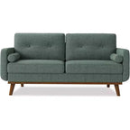 65 Inch Modern Loveseat Sofa, Linen Upholstered 2 Seater Couch, Button Tufted Upholstered Furniture, Mid Century Decor Love Seat Couches