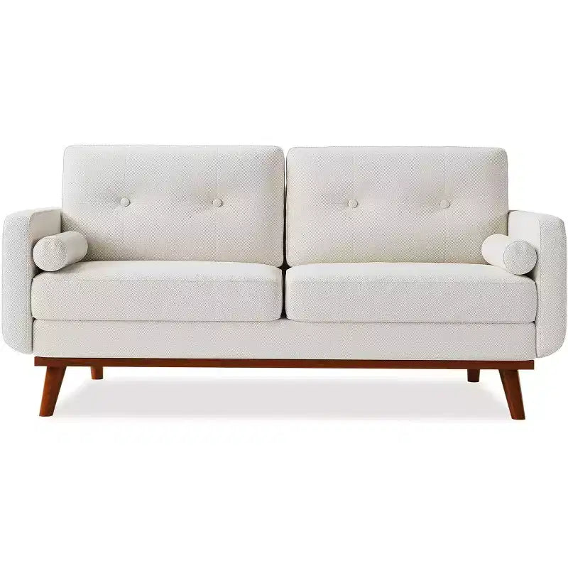 65 Inch Modern Loveseat Sofa, Linen Upholstered 2 Seater Couch, Button Tufted Upholstered Furniture, Mid Century Decor Love Seat Couches