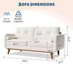 65 Inch Modern Loveseat Sofa, Linen Upholstered 2 Seater Couch, Button Tufted Upholstered Furniture, Mid Century Decor Love Seat Couches