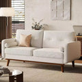65 Inch Modern Loveseat Sofa, Linen Upholstered 2 Seater Couch, Button Tufted Upholstered Furniture, Mid Century Decor Love Seat Couches