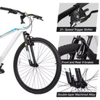Hykolity VTT 29 pouces 29r Vélo de sport Grande taille Tout-suspendu Léger Cyclisme en plein air pour homme femme adulte - Blanc pâle