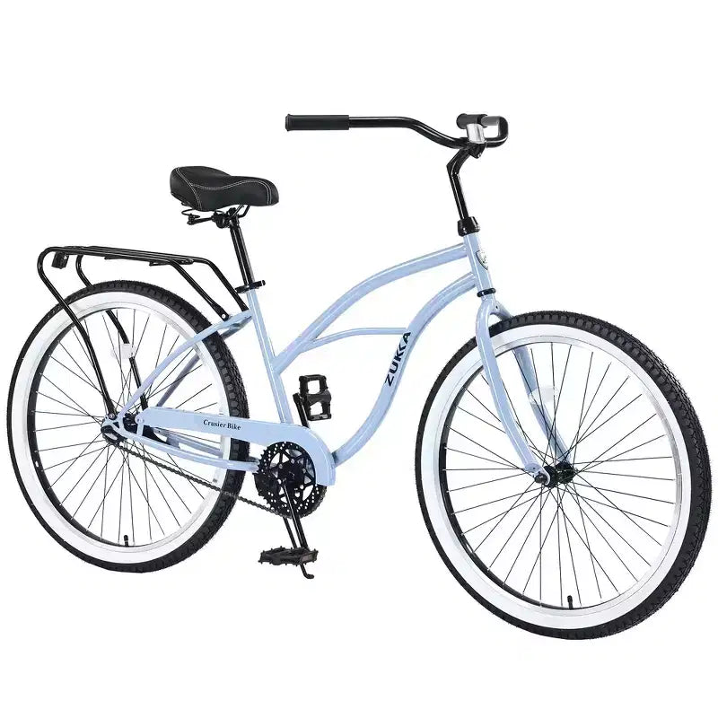 Whisen 26 Men's Beach Cruiser Bike, Single Speed Bicycles with Steel Frame, Wide Wheels for Stability