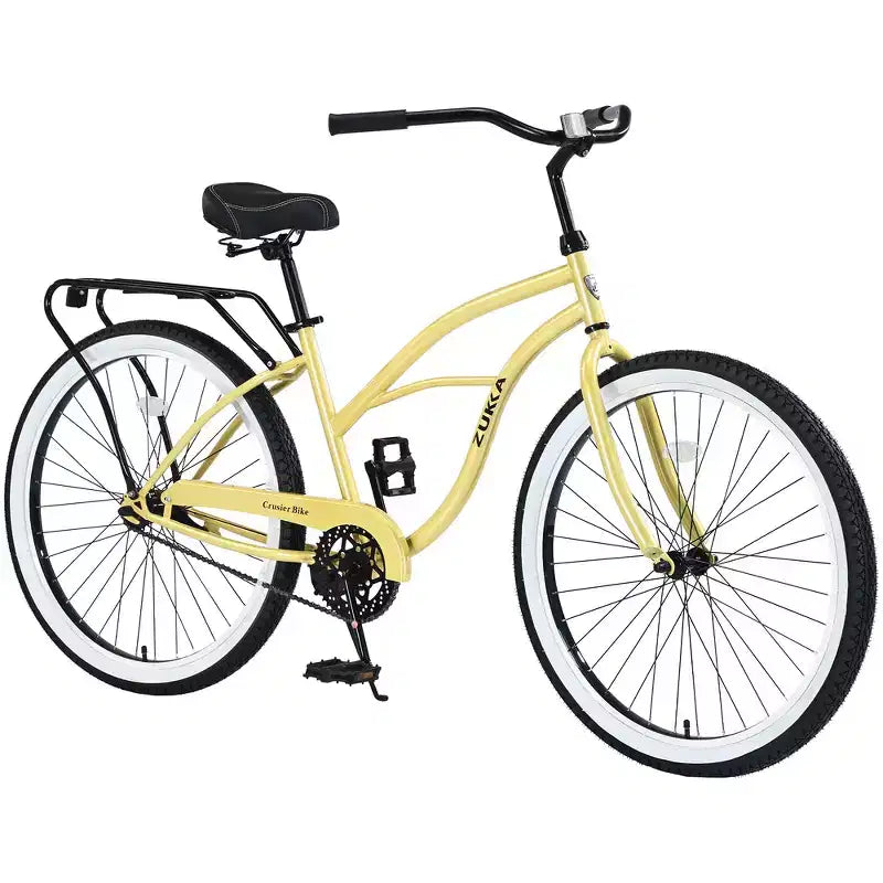 Whisen 26 Men's Beach Cruiser Bike, Single Speed Bicycles with Steel Frame, Wide Wheels for Stability