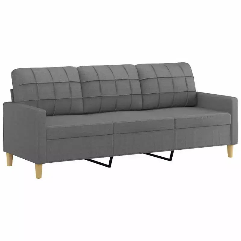 3-Seater Sofa Dark Grey Fabric (100% polyester), metal, textilene