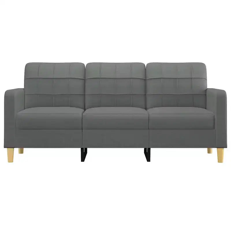 3-Seater Sofa Dark Grey Fabric (100% polyester), metal, textilene
