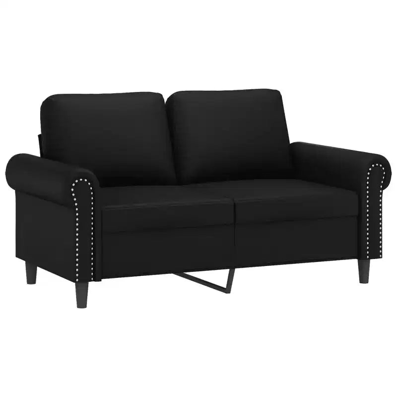 2-Piece Black Faux-Leather Sofa Set  Modern Clean-Line Cushioned Loveseat & Couch, Stain-Resistant, Metal+Plywood Frame
