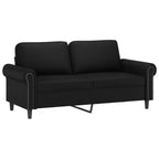 2-Piece Black Faux-Leather Sofa Set  Modern Clean-Line Cushioned Loveseat & Couch, Stain-Resistant, Metal+Plywood Frame