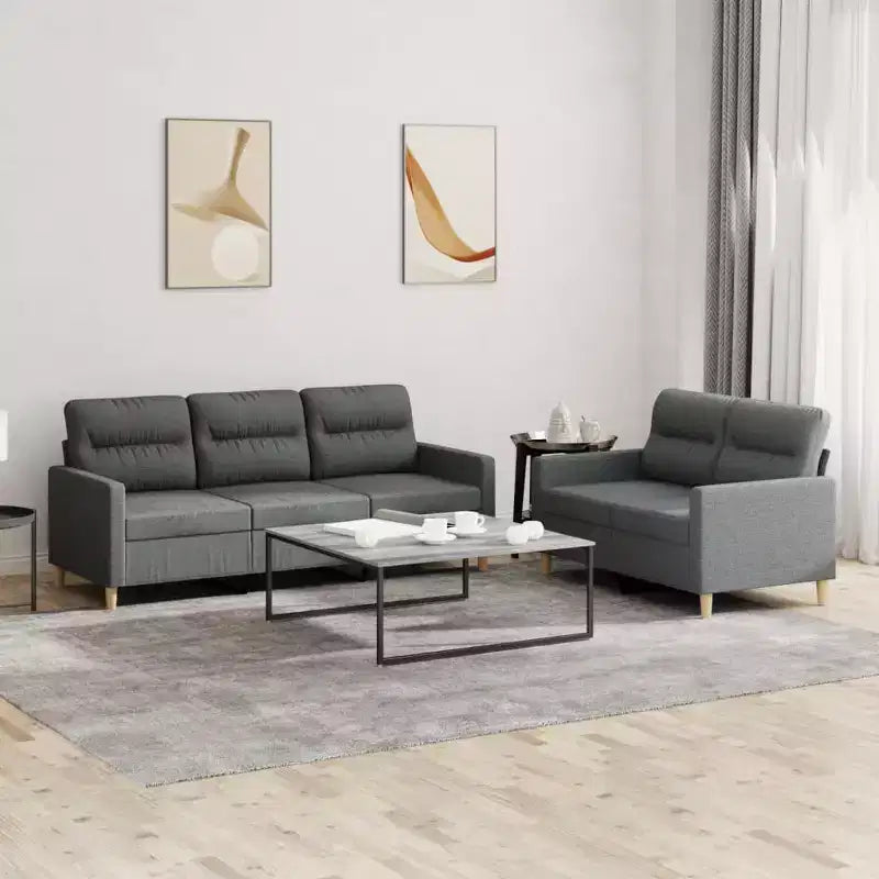 Sofa Set Dark grey Fabric (100% polyester), metal, textilene, plywood