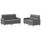 Ensemble de canapés Tissu gris foncé (100 % polyester), métal, textilène, contreplaqué